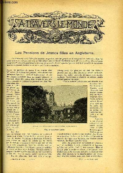 A TRAVERS LE MONDE N 34 - Les pensions de Jeunes filles en Angleterre, Les bisons vont disparaitre, Un pont a Khartoum - Le dveloppement du Soudan gyptien, Les hirondelles changent-elles leurs rsidences d't ?, La circulation des voitures a Paris