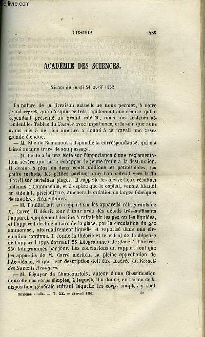 COSMOS N 17 - Sance du lundi 21 avril 1862