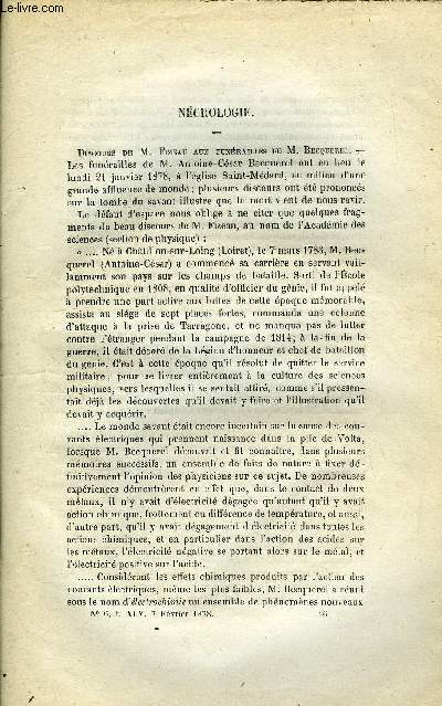 LES MONDES (COSMOS) N 6 - Discours de M. Fizeau aux funrailles de M. Becquerel, Sance publique annuelle du lundi 28 janvier 1878 - Prsidence de M. Pligot - Prix dcerns, Les petites coles