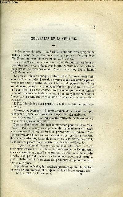 LES MONDES (COSMOS) N 9 - Prime a nos abonns, Voyage autour du monde organis pour cette anne, Conservation des oeufs de truite par le froid, Moyen de rendre les mtaux sonores, Une nouvelle machine d'induction, Desschement du lac