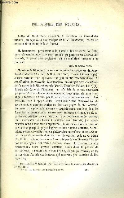 LES MONDES (COSMOS) N 13 - Lettre de M. J. Boussinesq a M. le directeur du journal des savants, Remarques sur le lieu et le mode de dveloppement des calculs intestinaux, Le pain de munition, Les potagers de la troupe