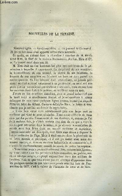 LES MONDES (COSMOS) N 3 - Ncrologie - Ferdinand Hirn, Nouvelles de la lumire lectrique, Observatoire de Meudon, Un cantonnier mathmaticien, Les grands froids a propos de l'hiver 1879-1888, Fabrication des aimants en fonte