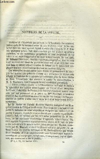 LES MONDES (COSMOS) N 5 - Archives de l'acadmie des sciences, coqueluche son traitement, Collection unique au monde, Modifications dans l'aspect de Jupiter, Bleu d'alizarine, A travers le continent mystrieux, Circulation continue de l'eau