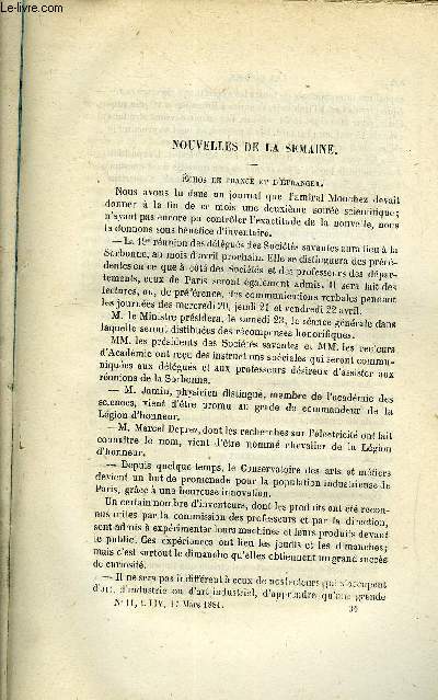 LES MONDES (COSMOS) N 11 - Echos de France et d'tranger, Conversion des degrs Fahrenheit en centigrade, Le trieur magntique, L'hygine de la photographie