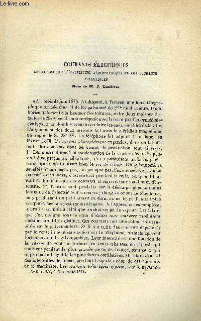 LES MONDES (COSMOS) N 9 - Courants lectriques engendrs par l'lectricit atmosphrique et les courants telluriques, Herbes marines gantes, Pile au sulfate de cuivre, Mes visites - a l'exposition universelle d'lectricit, Cration et transformisme