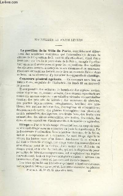 COSMOS - LES MONDES N 17 ET 18 - Le pavillon de la Ville de Paris, Concours gnral agricole, Une scie colossale, Enseignement par les projections, Un faux mastodonte, Ecole forestire de Nancy, Rectification, Une montre de fer