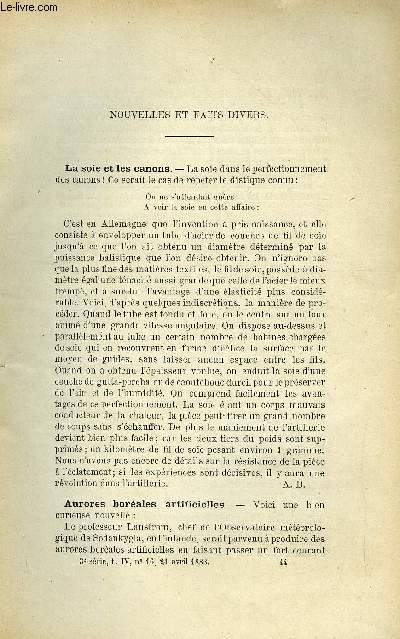 COSMOS - LES MONDES N 16 - La soie et les canons, Aurore borales artificielles, Equilibre lectrique, L'explosion de Marnaval, Nouvelle pile au bichromate, Papier impermable aux corps gras ou a l'eau, La drague marine du canal de Panama