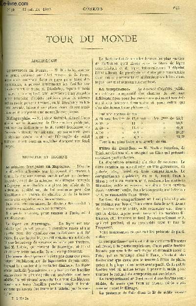 LE COSMOS - REVUE DES SCIENCES ET DE LEURS APPLICATIONS N 24 - Dcouvertes en Perse, La mission francaise en Espagne, La lpre en Norwge, La temprance, Filtre de Dearden, Un serpent de quinze mtres, Effets de la foudre, L'orage du 28 juin a Berlin