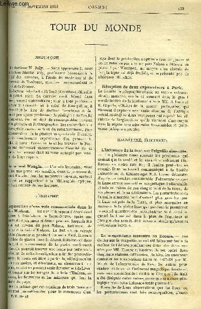 LE COSMOS - REVUE DES SCIENCES ET DE LEURS APPLICATIONS N 42 - Le docteur N. Joly, Le colonel Mangin, Exploration d'une voie commerciale dans la baie d'Hudson, Rception de deux explorateurs a Paris, L'influence de la lune sur l'aiguille aimante