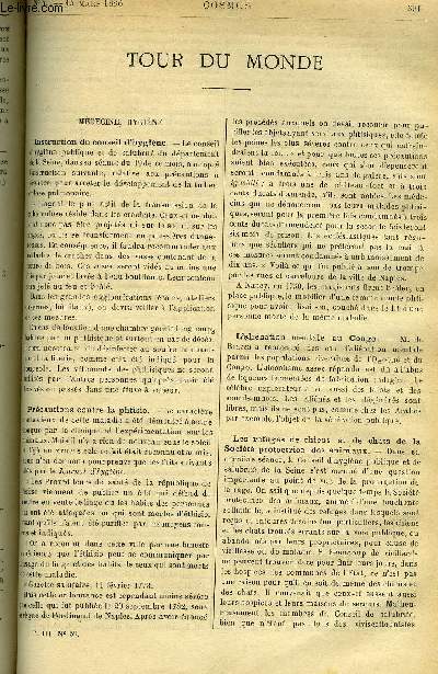 LE COSMOS - REVUE DES SCIENCES ET DE LEURS APPLICATIONS N 59 - Instruction du conseil d'hygine, L'alination mentale au Congo, Les refuges de chiens et de chats de la socit protectrice des animaux, L'clairage lectrique, Le tlphone en Sude