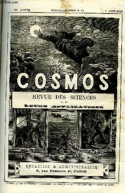LE COSMOS - REVUE DES SCIENCES ET DE LEURS APPLICATIONS N 71 - Eruption de l'Etna, A propos de perturbations magntiques, L'lectricit pour amliorer les spiritueux, L'lectricit contribuant a la tranquilit publique, Les rapides du Mkong