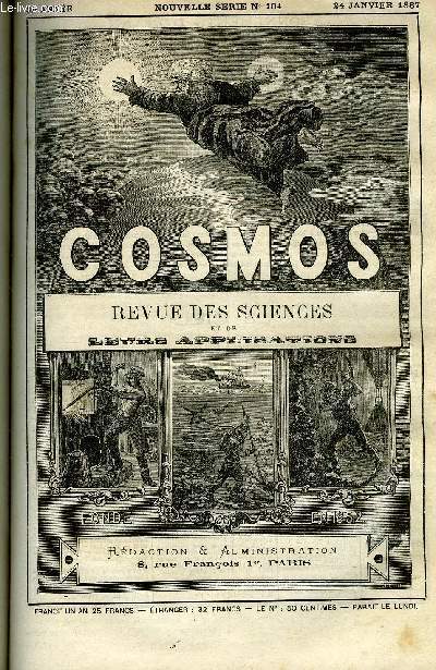 LE COSMOS - REVUE DES SCIENCES ET DE LEURS APPLICATIONS N 104 - Tlgraphie par les grands cables sous-marins, Jubil des tlgraphes lectriques, Eclairage lectrique, Une nouvelle ligne tlphonique, Le fer rendu inoxydable par les courants lectriques