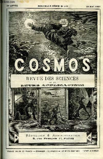 LE COSMOS - REVUE DES SCIENCES ET DE LEURS APPLICATIONS N 122 - Le professeur Vulpian, Une nouvelle comte Barnard, Eruption volcanique dans le Kentucky, L'hypnotisme au thatre de Bordeaux, Accidents causs par le bruit, L'insomnie, Les beurres