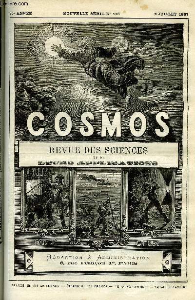 LE COSMOS - REVUE DES SCIENCES ET DE LEURS APPLICATIONS N 127 - Une nouvelle plante, Atmosphre de la Lyre, Ides astronomiques des Pieds-Noirs, La pression dans les puits artsiens, Tremblement de terre en Bretagne, Phnomne sismique en mer