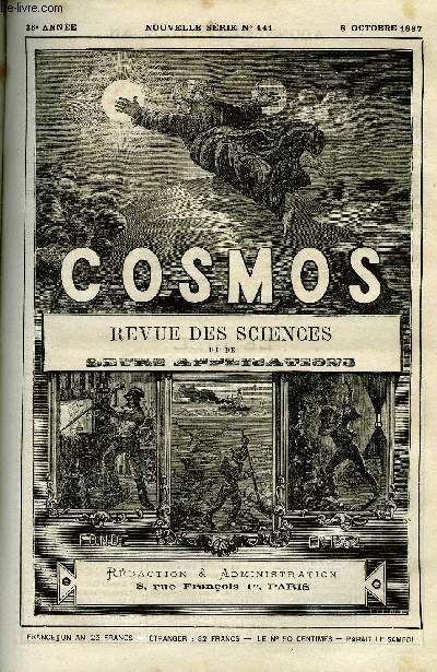 LE COSMOS - REVUE DES SCIENCES ET DE LEURS APPLICATIONS N 141 - Voile atmosphrique lumineux, Une tribu indienne qui en est a l'age de la pierre polie, Le nautilus, bateau sous-marin francais, Le transport des torpilleurs par terre, Exprience du canon