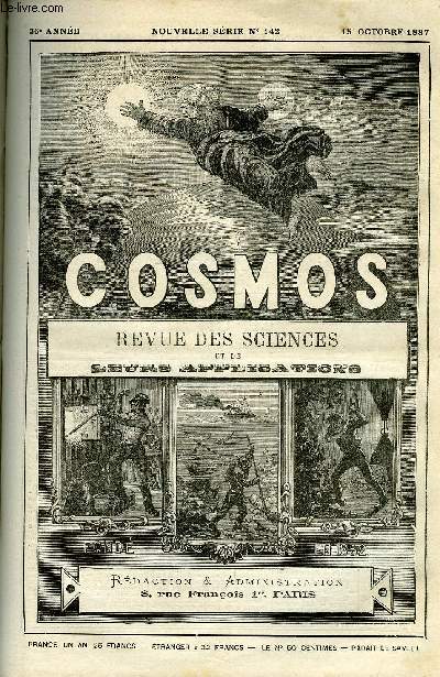 LE COSMOS - REVUE DES SCIENCES ET DE LEURS APPLICATIONS N 142 - Une ville Troglodyte, Cholra, Les vaccinations prventives du charbon en Italie, Notre pavillon a Tombouctou, Les collisions en mer, Trop de prudence, La lumire lectrique a la guerre