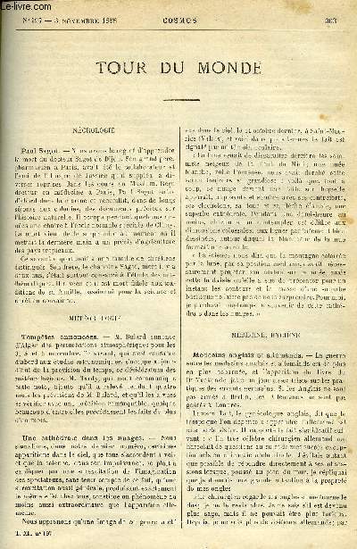 LE COSMOS - REVUE DES SCIENCES ET DE LEURS APPLICATIONS N 197 - Paul Sagot, Tempetes annonces, Une cathdrale dans les nuages, Mdecins anglais et allemands, Utilisation de l'azote atmosphrique pour l'alimentation, Ecole de plomberie sanitaire