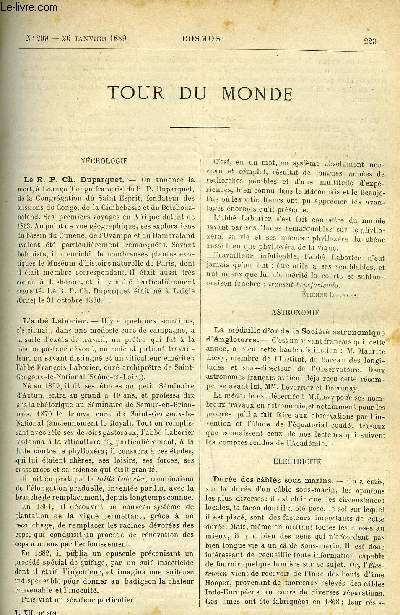 LE COSMOS - REVUE DES SCIENCES ET DE LEURS APPLICATIONS N 209 - Le R. P. Ch. Duparquet, L'abb Laborier, La mdaille d'or de la socit astronomique d'Angleterre, Dure des cables sous-marins, De la production et de la vente de l'nergie lectrique