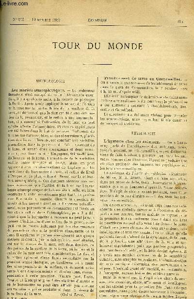 LE COSMOS - REVUE DES SCIENCES ET DE LEURS APPLICATIONS N 247 - Les mares atmosphriques, Tremblement de terre en cornouailles, L'hystrie chez les animaux, Les rserves de gaz naturel, La houille en Russie, Les litires des chevaux de l'arme