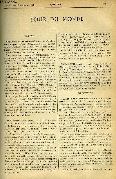 LE COSMOS - REVUE DES SCIENCES ET DE LEURS APPLICATIONS N 298 - Ventilation de certains ateliers, Aux buveurs de bire, Nattes artificielles, Influence de l'alimentation du mouton sur la laine, Un nouveau baromtre a mercure, La question de l'heure