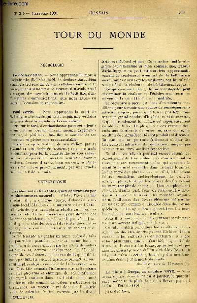 LE COSMOS - REVUE DES SCIENCES ET DE LEURS APPLICATIONS N 316 - Le docteur Sacc, Paul Jovis, Les lments climatologiques dtermins par les phnomnes naturels, La pluie a Oropa en octobre 1872, La neige et la sant publique, L'atmosphre de Londres