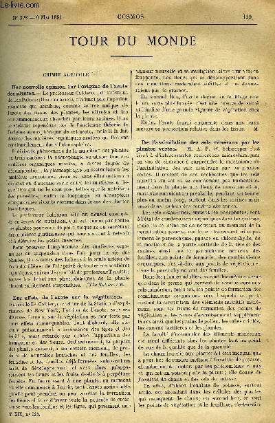 LE COSMOS - REVUE DES SCIENCES ET DE LEURS APPLICATIONS N 328 - Une nouvelle opinion sur l'origine de l'azote des plantes, Des effets de l'azote sur la vgtation, De l'assimilation des sels minraux par les plantes vertes, Horticulture rotative