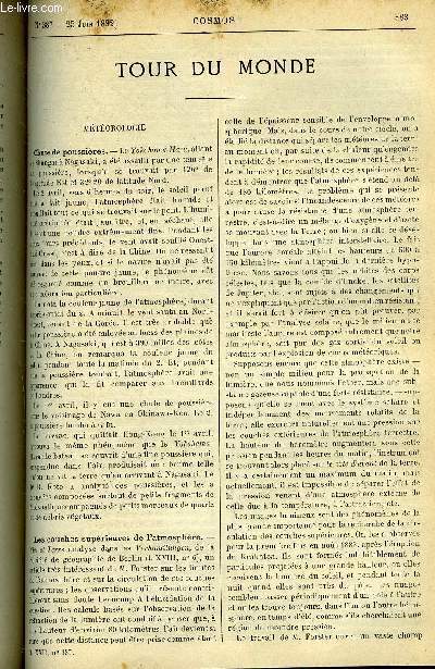 LE COSMOS - REVUE DES SCIENCES ET DE LEURS APPLICATIONS N 387 - Chute de poussires, Les couches suprieures de l'atmosphre, Le climat de l'Afrique tropicale, Effets de tremblements de terre a la surface et dans les profondeurs du sol, Un coup de foudre
