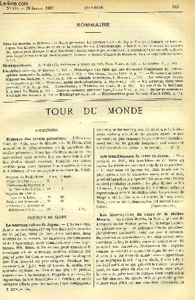 LE COSMOS - REVUE DES SCIENCES ET DE LEURS APPLICATIONS N 444 - Distance des toiles primaires, Le nouveau volcan du Japon, Les tremblements de terre au Japon, Les interruptions du cours de la rivire Motala, L'onychophagie, L'infection des blessures