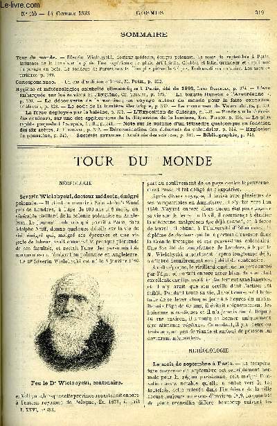 LE COSMOS - REVUE DES SCIENCES ET DE LEURS APPLICATIONS N 455 - Sverin Wielobycki docteur-mdecin, migr polonais, Le mois de septembre a Paris, Influence de la lune sur la pluie, Une exprience de pluie artificielle, Cholra et folie, Grandeur
