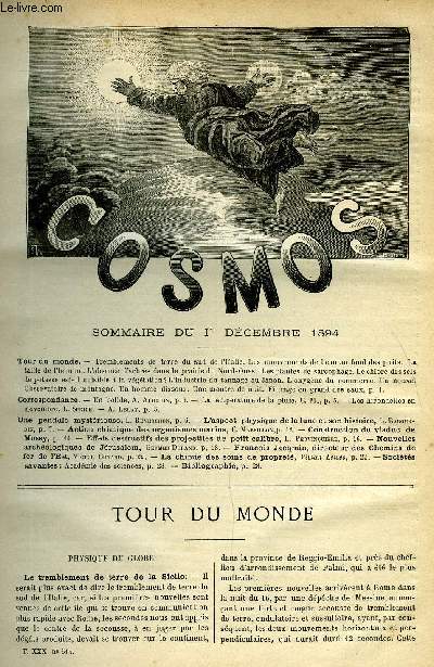 LE COSMOS - REVUE DES SCIENCES ET DE LEURS APPLICATIONS N 514 - Tremblements de terre du sud de l'Italie, Les mouvements de l'eau au fond des puits, La taille de l'homme, L'absence d'arbres dans la prairie du Nord-Ouest, Les plantes de sarcophage