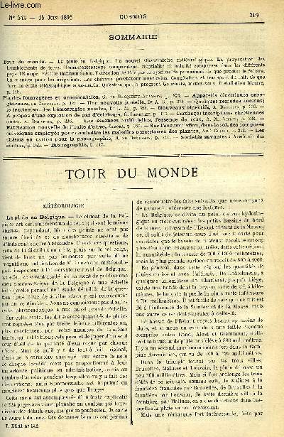 LE COSMOS - REVUE DES SCIENCES ET DE LEURS APPLICATIONS N 542 - La pluie en Belgique, Un nouvel observatoire mtorologique, La propagation des tremblements de terre, Hmaspectroscope comparateur, Nuptialit et natalit compares dans les diffrents pays