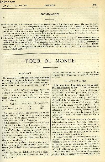 LE COSMOS - REVUE DES SCIENCES ET DE LEURS APPLICATIONS N 544 - Mouvements relatifs des bolides et des toiles filantes par rapport a la terre, Effets d'un tremblement de terre sur la configuration gnrale du sol, Les premires cartes magntiques, L'ile