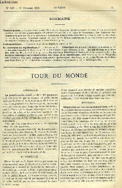 LE COSMOS - REVUE DES SCIENCES ET DE LEURS APPLICATIONS N 568 - La parallaxe du soleil, Pluie de sel, Dispersion par les courants maritimes, Une pomme de terre monstre, Les travaux gographiques des officiers francais dans la rgion de Tombouctou