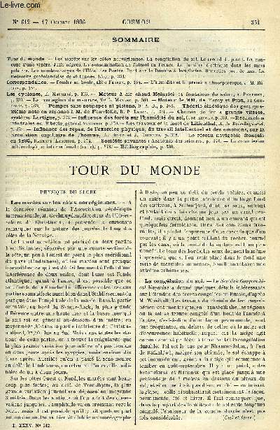 LE COSMOS - REVUE DES SCIENCES ET DE LEURS APPLICATIONS N 612 - Les mares sur les cotes norvgiennes, La conglation du sol, Le record du jeune, La rancune d'une vipre, Juifs ngres, La consommation de l'alcool en France, La lumire lectrique