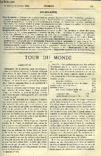 LE COSMOS - REVUE DES SCIENCES ET DE LEURS APPLICATIONS N 683 - Utilisation de la mlasse pour les animaux, Expriences de Hertz : production, transmission rception et enregistrement des ondes lectriques, L'lectricit et les faux monnayeurs