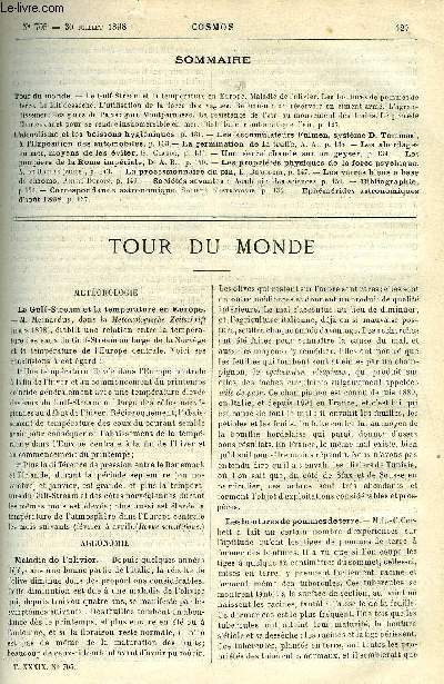 LE COSMOS - REVUE DES SCIENCES ET DE LEURS APPLICATIONS N 705 - Le gulf-stream et la temprature en Europe, Maladie de l'olivier, Les boutures de pommes de terre, Le lait dessch, L'utilisation de la force des vagues, Rfection d'un rservoir en ciment