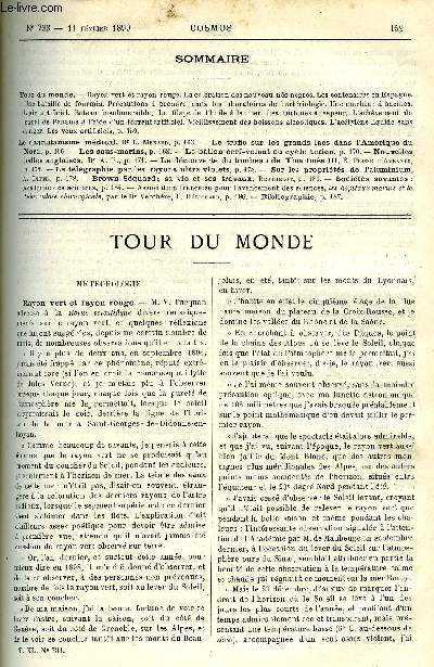 LE COSMOS - REVUE DES SCIENCES ET DE LEURS APPLICATIONS N 733 - Rayon vert et rayon rouge, La coloration des nouveau-ns ngres, Les centenaires en Espagne, Une bataille de fourmis, Prcautions a prendre dans les laboratoires de bactriologie