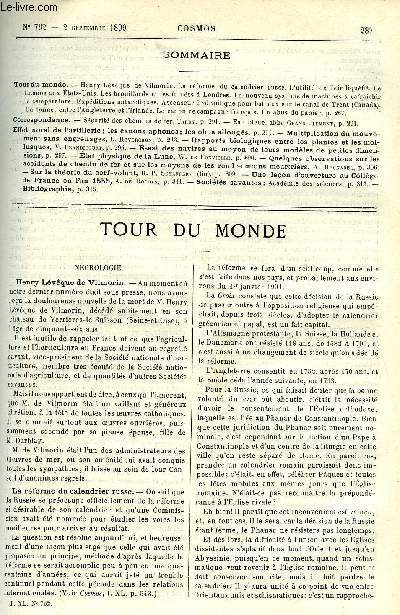 LE COSMOS - REVUE DES SCIENCES ET DE LEURS APPLICATIONS N 762 - Henry Lvque de Vilmorin, La rforme du calendrier russe, L'utilit de l'air liqufi, Le ttanos aux Etats-Unis, Les brouillards et les fumes a Londres, Un nouveau systme de machines