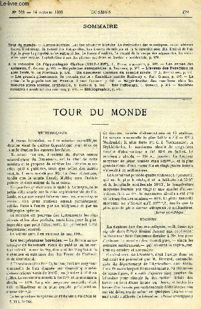 LE COSMOS - REVUE DES SCIENCES ET DE LEURS APPLICATIONS N 768 - Aurores borales, Les tempratures borales, La destruction des moustiques, Accumulateurs lgers, L'clairage du tunnel des Batignottes, Les boues lectriques et la tlgraphie sans fils