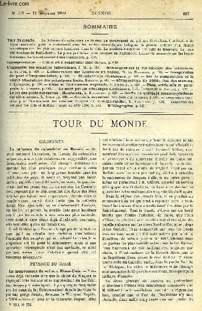 LE COSMOS - REVUE DES SCIENCES ET DE LEURS APPLICATIONS N 772 - La rforme du calendrier en Russie, Le mouvement du sol aux Etats-Unis, L'utilisation du bison amricain pour le croisement avec des vaches domestiques, Coliques de plomb, Actions d'un champ