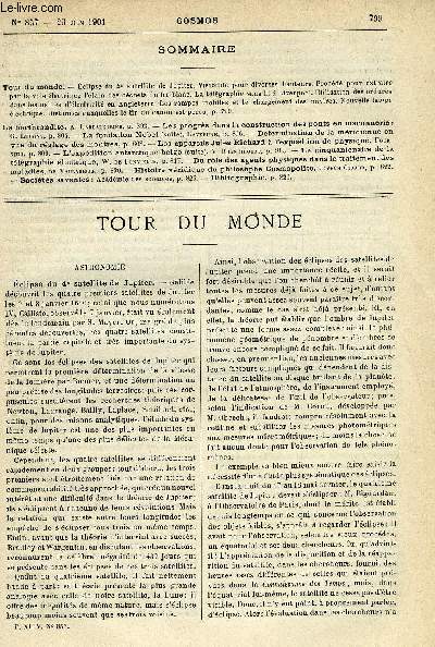 LE COSMOS - REVUE DES SCIENCES ET DE LEURS APPLICATIONS N 857 - Eclipse du 4e satellite de Jupiter, Visibilit pour diverses hauteurs, Procd pour extraire par la voie lectrique l'tain des dchets du fer-blanc, La tlgraphie sans fil a Liverpool