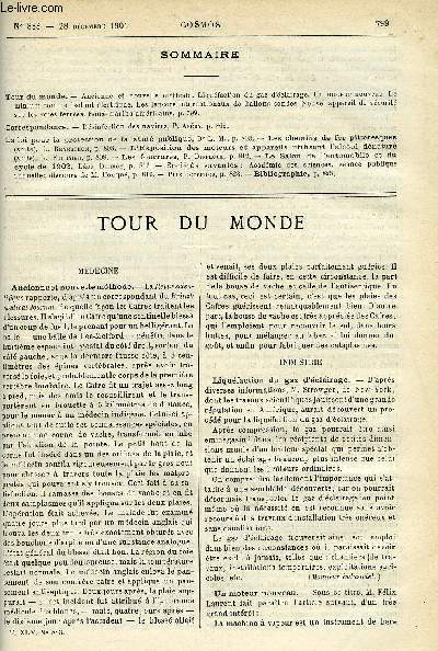 LE COSMOS - REVUE DES SCIENCES ET DE LEURS APPLICATIONS N 883 - Ancienne et nouvelle mthode, Liqufaction du gaz d'clairage, Un moteur nouveau, Le minimum comme isolant lectrique, Les lancers internationaux de ballons-soudes, Nouvel appareil