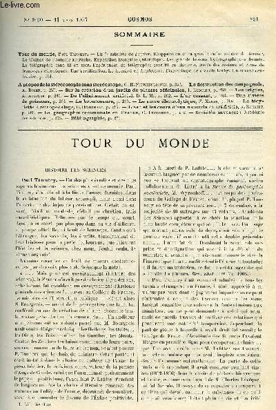 LE COSMOS - REVUE DES SCIENCES ET DE LEURS APPLICATIONS N 1050 - Paul Tannery, Un 7e satellite de Jupiter, Rpparition de la grande tache solaire de fvrier, Le ttanos de l'homme-autruche, Expdition francaise antarctique, Les grands bassins