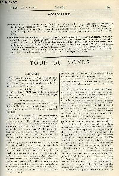LE COSMOS - REVUE DES SCIENCES ET DE LEURS APPLICATIONS N 1105 - Une nouvelle comte 1906, La lumire zodiacale et la couronne solaire, Dplacement du gulf-stream, Les roches qui clatent, Variations d'intensit de la pluie, Un phnomne de la gele