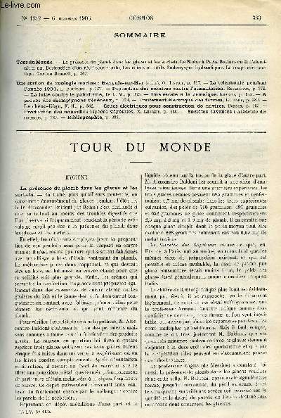 LE COSMOS - REVUE DES SCIENCES ET DE LEURS APPLICATIONS N 1132 - La prsence du plomb dans les glaces et les sorbets, Le Rhone a Paris, Bobines en fil d'aluminium nu, Destruction d'un rcif sous-marin, Les aciers a outils, Embrayages hydrauliques