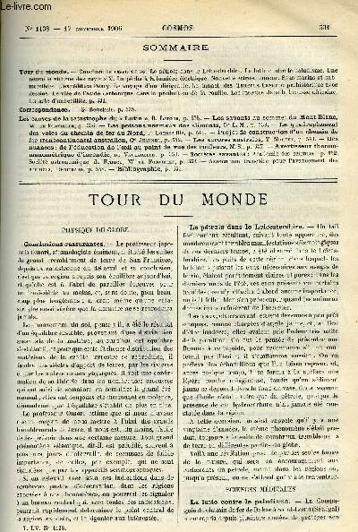 LE COSMOS - REVUE DES SCIENCES ET DE LEURS APPLICATIONS N 1138 - Conclusions rassurantes, Le ptrole dans le Leicestershire, La lutte contre la paludisme, Une nouvelle victime des rayons X, La pche a la lumire lectrique, Nouvel lectro-allumeur