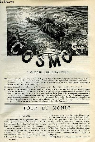 LE COSMOS - REVUE DES SCIENCES ET DE LEURS APPLICATIONS N 1145 - L'clipse totale du soleil du 14 janvier 1907, Electrisation des poussires atmosphriques, Tlphonie sans fil, Houille noire contre houille blanche, Appareil a air liquide pour sauvetage