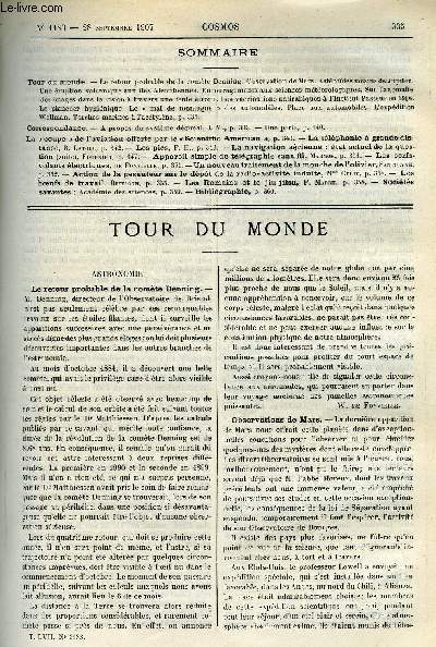 LE COSMOS - REVUE DES SCIENCES ET DE LEURS APPLICATIONS N 1183 - Le retour probable de la comte Denning, Observation de Mars, Astroides voisins de Jupiter, Une ruption volcanique aux iles Aloutiennes, Encouragements aux sciences mtorologiques