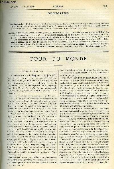 LE COSMOS - REVUE DES SCIENCES ET DE LEURS APPLICATIONS N 1206 - La trombe du lac de Zug, Une avalanche, Les proprits vitales, a propos de l'absorption intestinales, Respiration artificielle, mthode Schaefer, La guerre en ballon, Un dirigeable d'arme