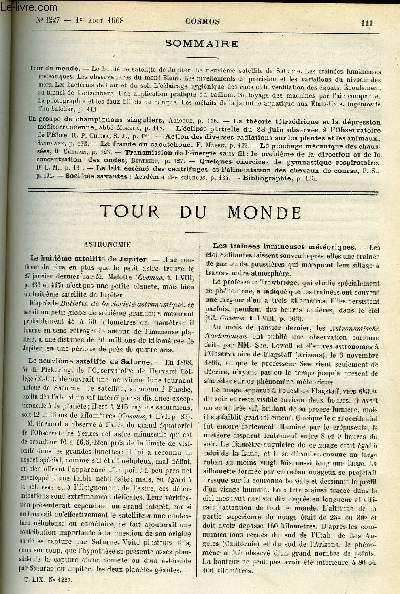 LE COSMOS - REVUE DES SCIENCES ET DE LEURS APPLICATIONS N 1227 - Le huitime satellite de Jupiter, Le neuvime satellite de Saturne, Les traines lumineuses mtoriques, Les observatoires du mont Blanc, Les nivellements de prcision et les variations